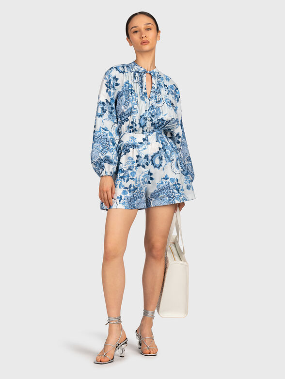 ZAREN linen jumpsuit with floral motifs - 4