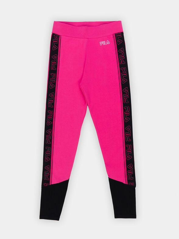 Fuxia leggings with logo straps - 1