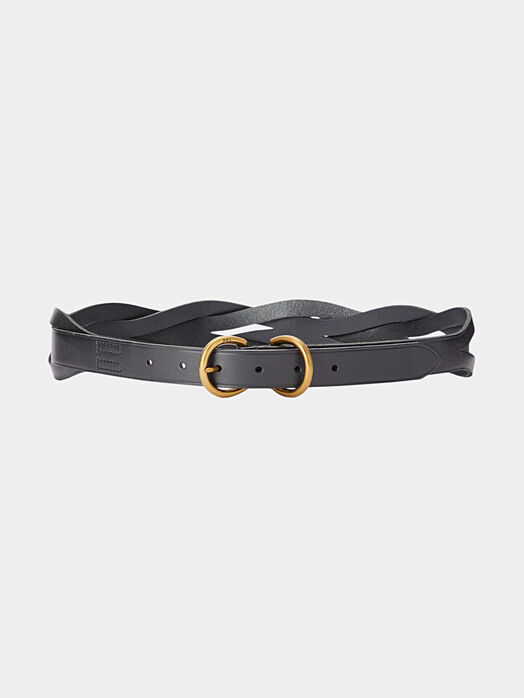 Leather belt with golden details