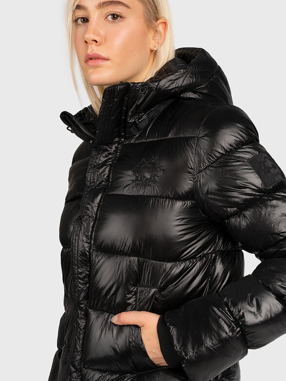 Black puffer jacket with quilted effect - 4