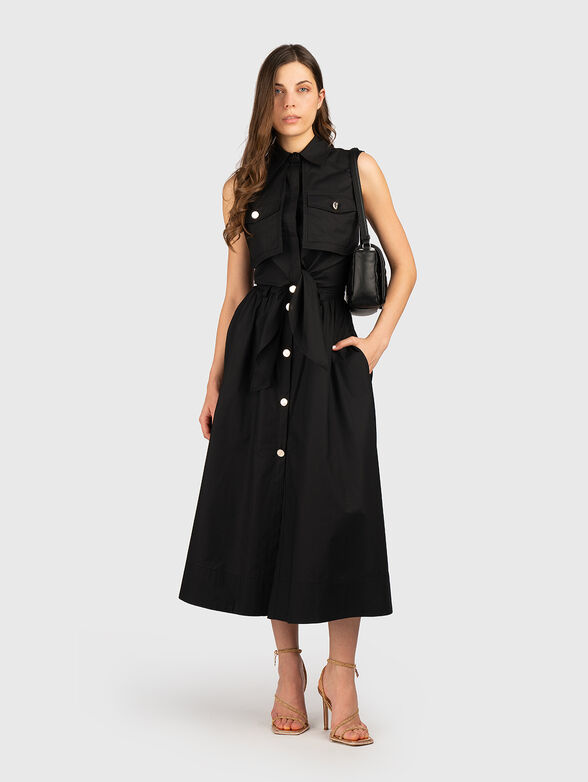 Cotton midi skirt with buttons - 4