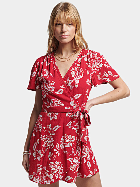 Short dress with floral print - 1