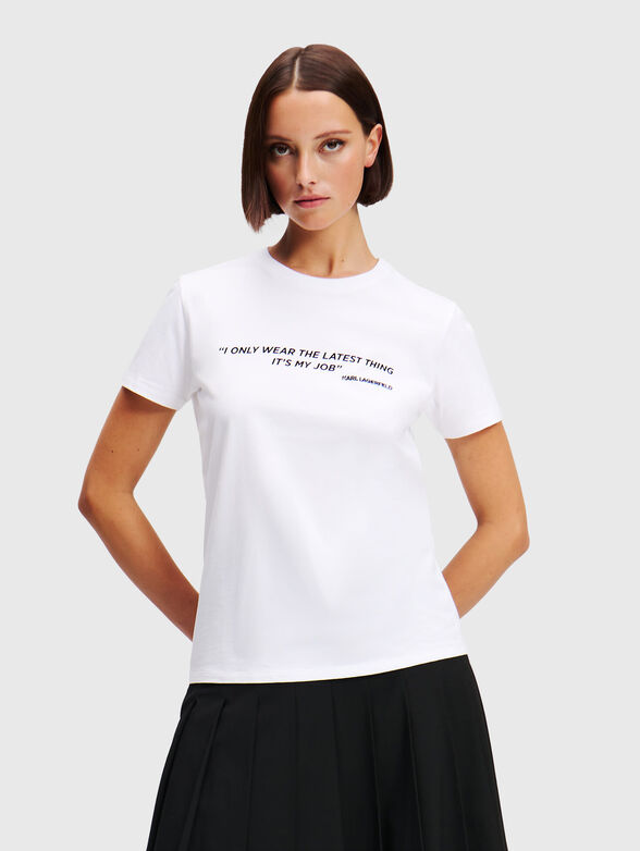 Cotton T-shirt with oval neckline and print - 1