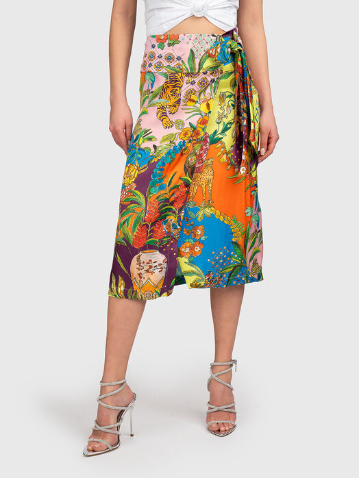 Midi skirt with tropical print