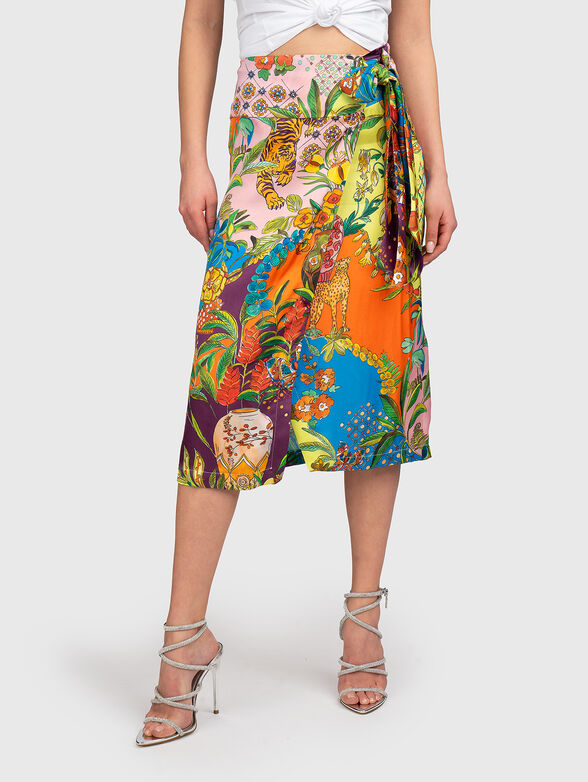 Midi skirt with tropical print - 1