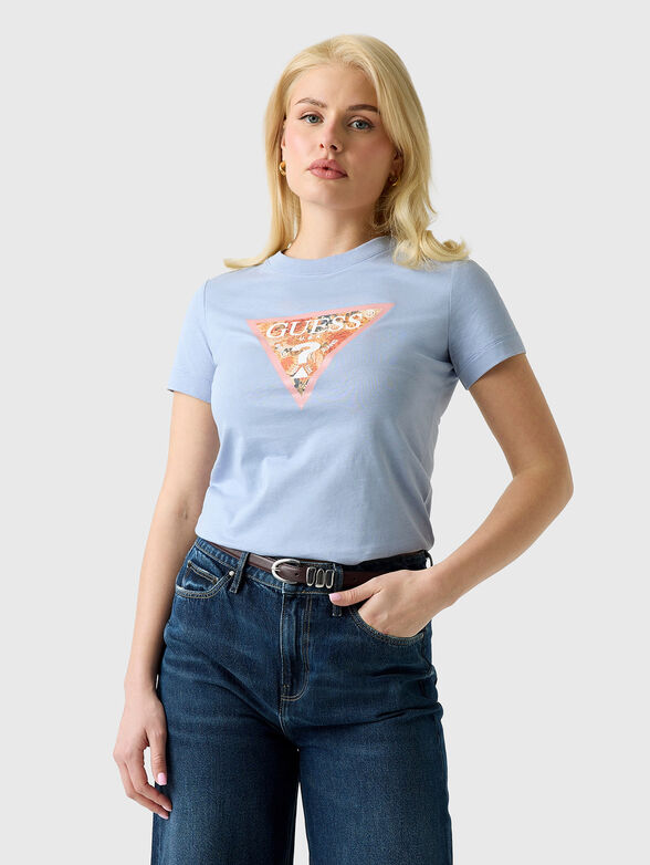 Blue T-shirt with triangular logo - 1