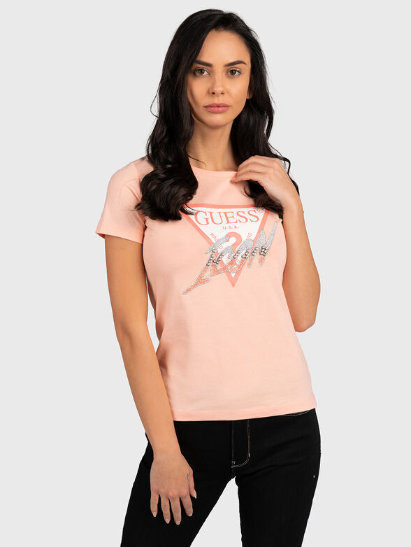 Black T-shirt with triangle logo print - 1