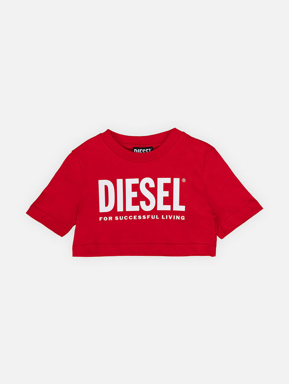 Cropped red T-shirt with logo print - 1