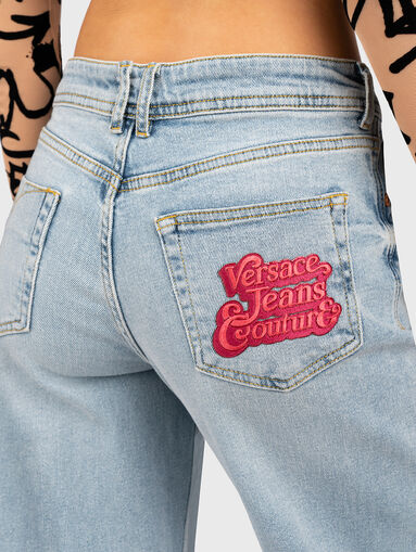 Jeans with wide legs and logo embroidery - 3