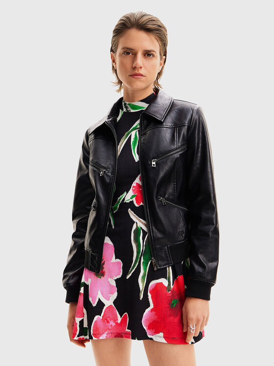 Black biker jacket in eco leather  - 1