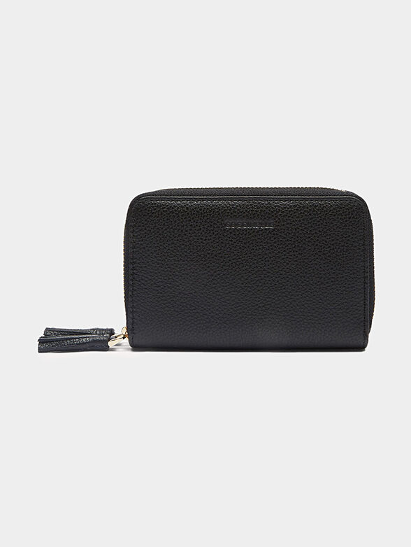 Leather purse in black color - 1