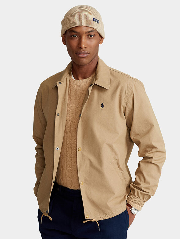 Cotton jacket with embroidered logo - 1