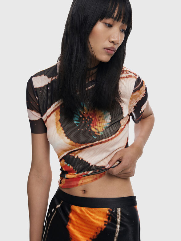 T-shirt with print and oval neckline - 4