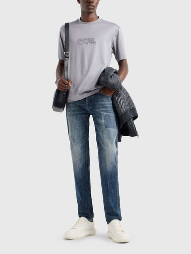 Blue jeans with washed effect and logo - 5