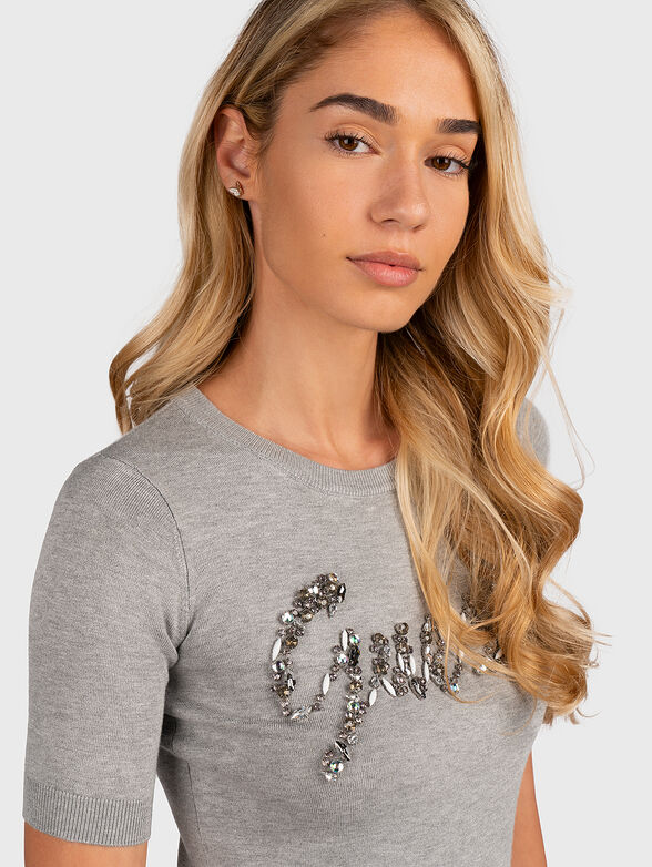 EDITH sweater with short sleeves and gemstone logo - 4