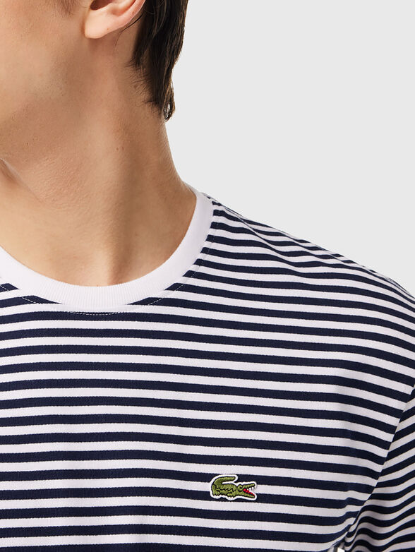 Striped T-shirt with logo embroidery - 4