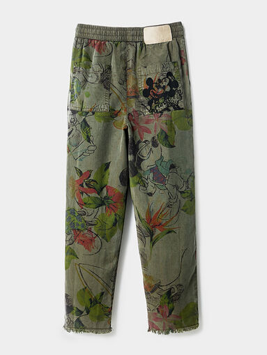 Pants in green color with Mickey Mouse print - 3