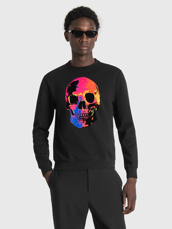 Black sweatshirt with contrast print - 1