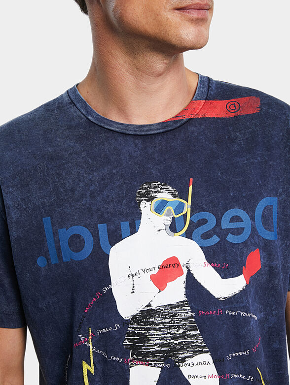 Cotton T-shirt with print and embroidery - 4