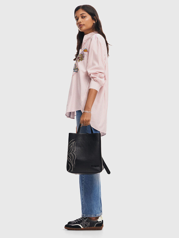 Black backpack with accent embroidery - 5