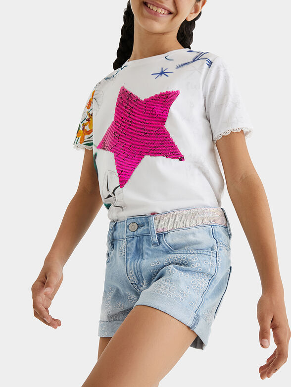 ONYX Denim shorts with embroideries - 4