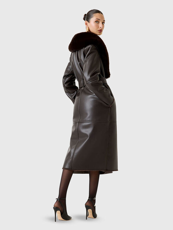 ZOEY faux leather coat with accent collar - 2