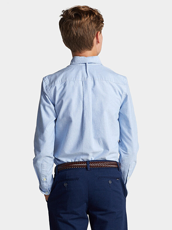 Blue cotton shirt with colored logo - 4