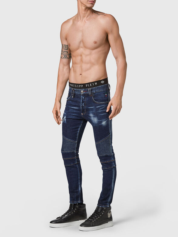 BIKER dark blue skinny jeans - 4