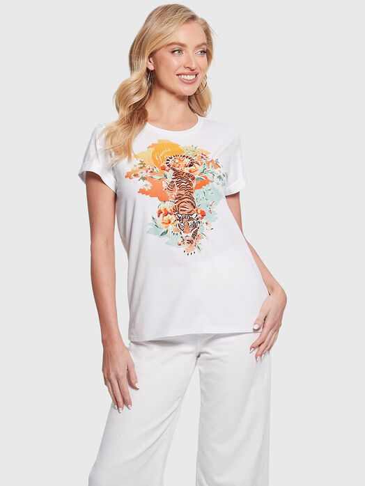 Contrast print T-shirt in cotton 