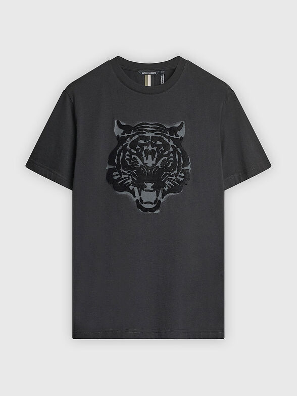 Cotton T-shirt with oval neckline - 1