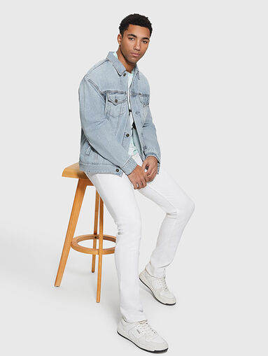 Blue oversized denim jacket with print - 4