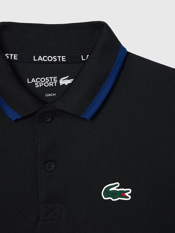 Black polo shirt with contrasting stripes - 4