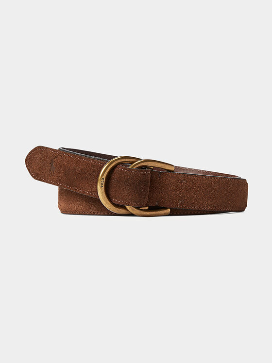 Brown suede belt with metal details - 1