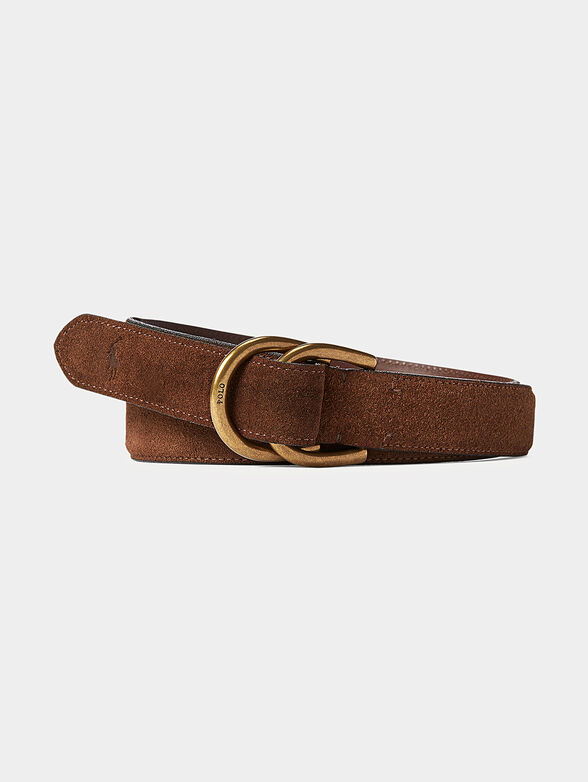 Brown suede belt with metal details - 1