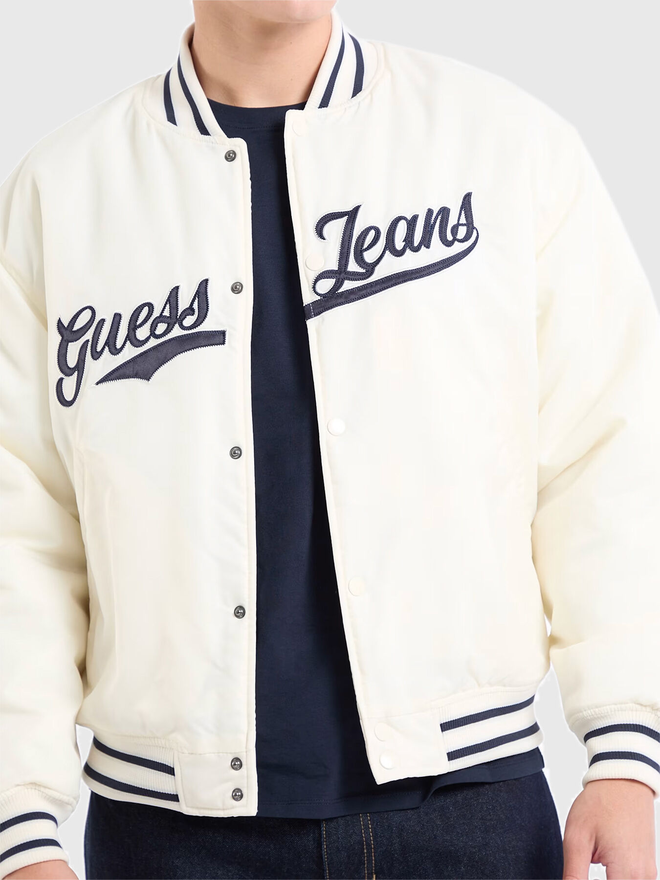 Bomber jacket with logo embroidery brand GUESS JEANS
