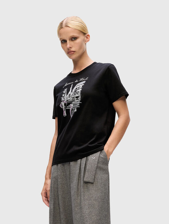 Black organic cotton T-shirt with print - 1