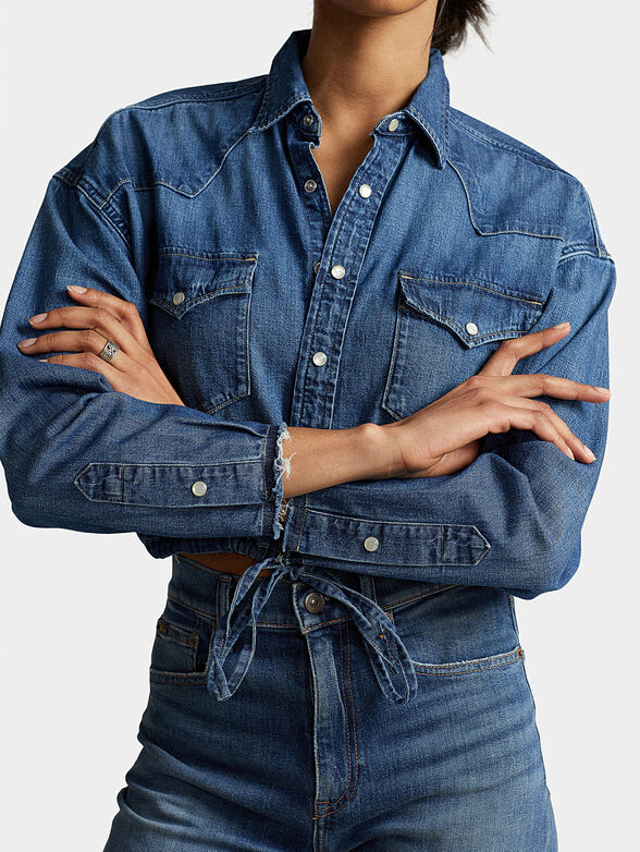 Denim shirt with snap buttons - 4