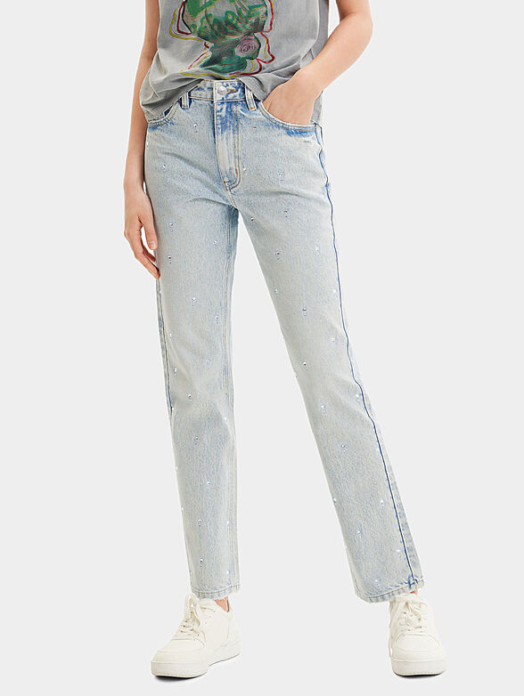 Blue jeans with gemstones - 1