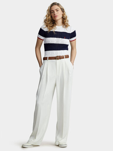 Striped sweater with short sleeve - 2