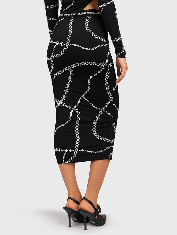 Black midi skirt with monogram print - 2