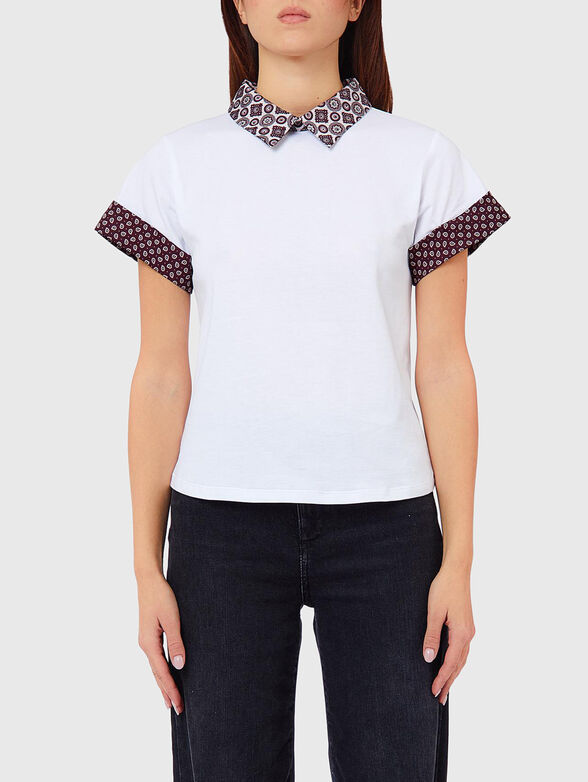 Cotton T-shirt with contrasting collar - 1