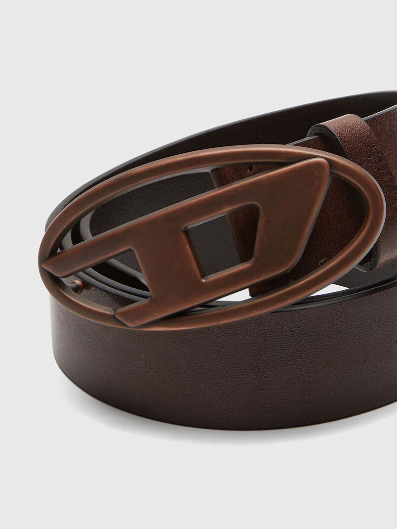B-1DR leather belt with oval logo - 3