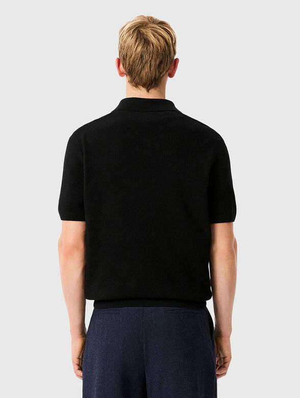 Knitted cotton blend polo shirt - 3