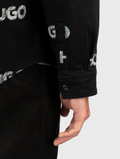 Denim shirt with logo print - 5