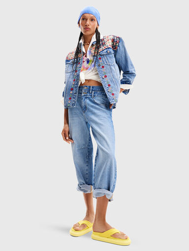 Denim jacket with art details and embroidery - 5