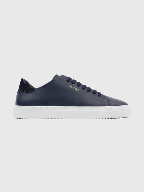 Leather sports shoes in dark blue - 1