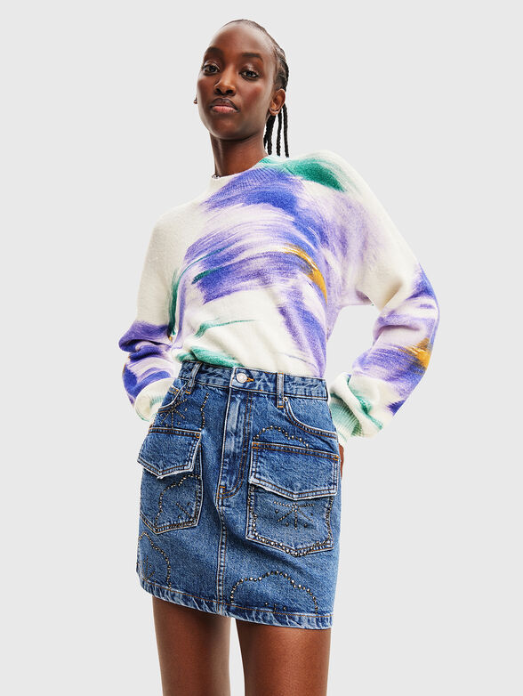 Crystal decorated high waist skirt - 3