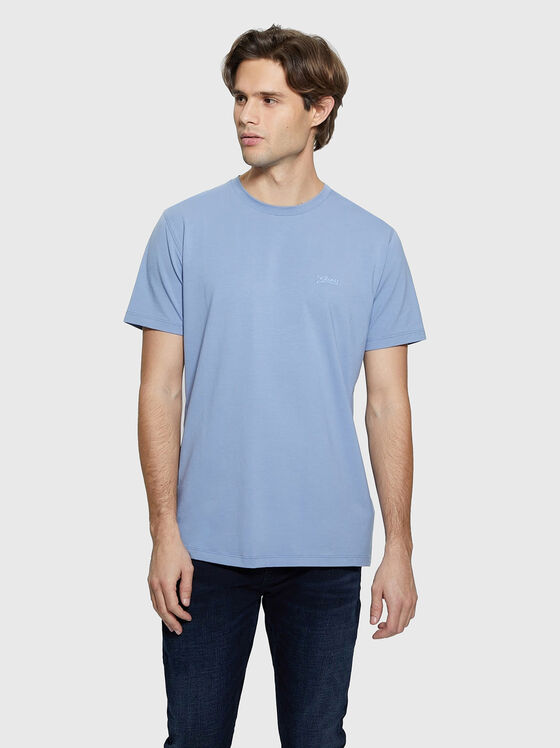 Синя тениска с мини лого бродерия - 1