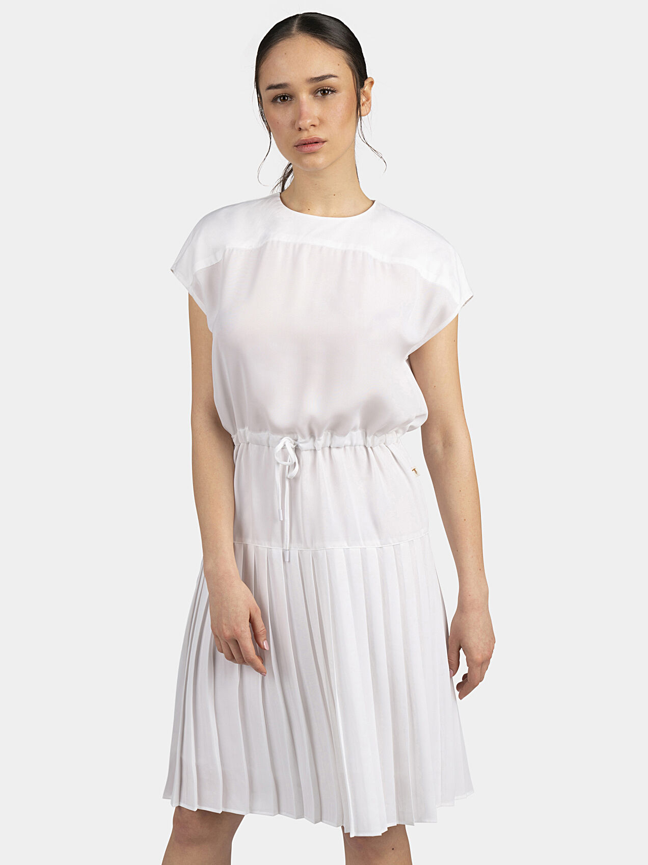 White dress with pleat brand TRUSSARDI — Globalbrandsstore.com/en