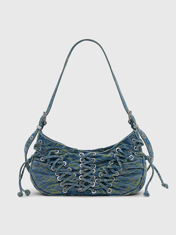 Малка дънкова чанта с бродерия - 1